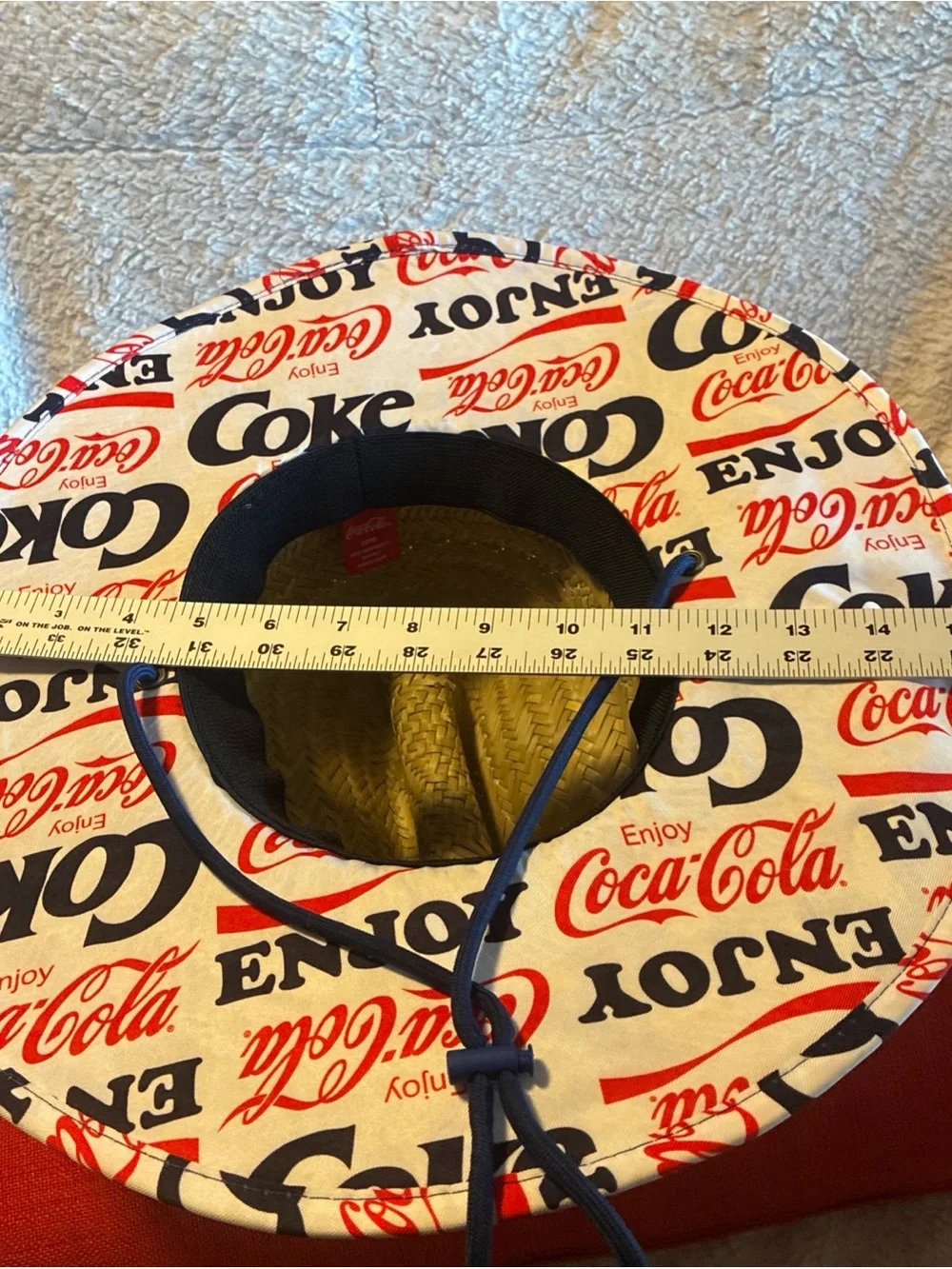Coca-Cola Branded Straw Sun Hat - Natural Straw with Red & Blue Accents